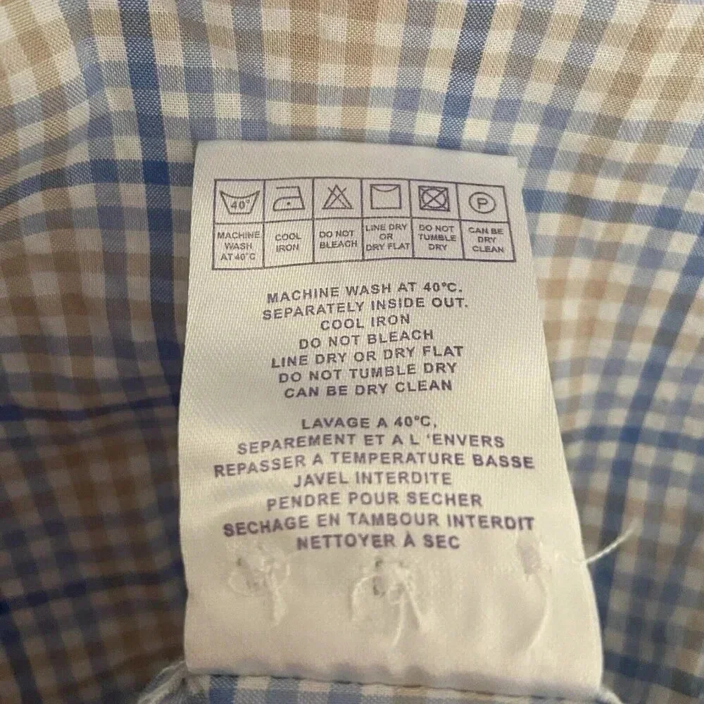 Jack Maverick Soft Blue Plaid Long Sleeve Men’s Dress Shirt Button Size‎ L Large